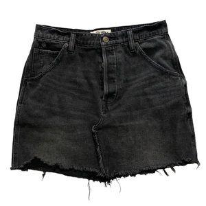 We The Free Free People Faded Black Distressed Denim Skirt Size 28